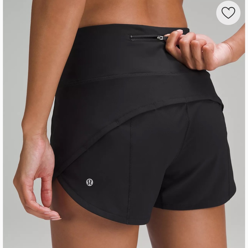 Lululemon black speed up shorts size 4 and 4inches